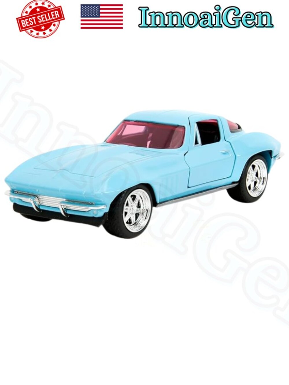 Jada Toys Pink Slips 1966 Chevrolet Corvette Die-Cast Car Blue 5" New in Box NIB